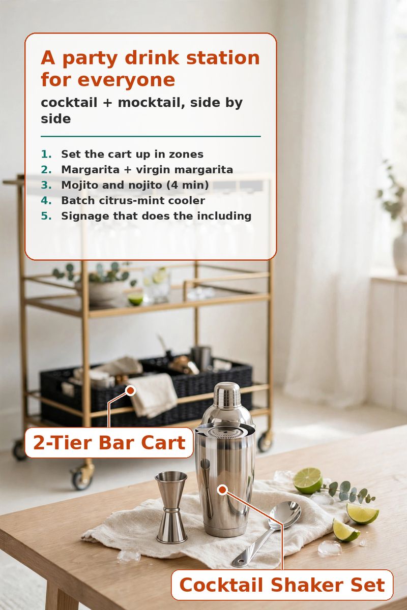 A Bar Cart for Cocktails AND Mocktails (Everyone Included)